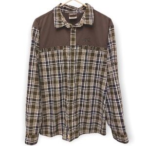 Jack Wolfskin Fishing Shirt, Long Sleeve Outdoor Active Plaid, Vented Gray, Sz L